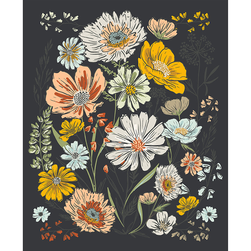 Woodland & Wildflowers 36" Panel Charcoal