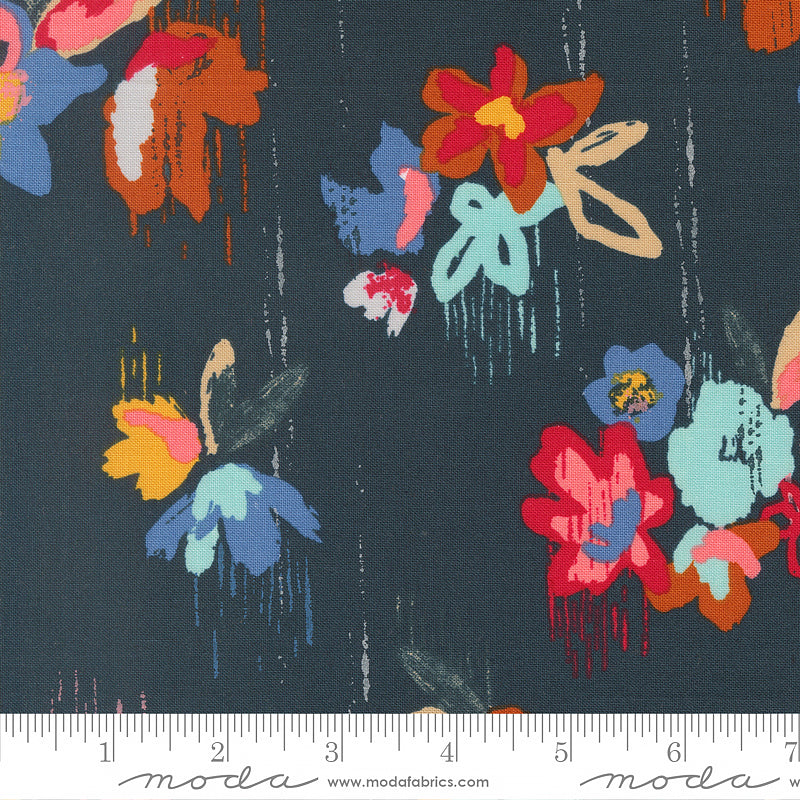 Boho Haven Brush Stroke Florals Deep Sea