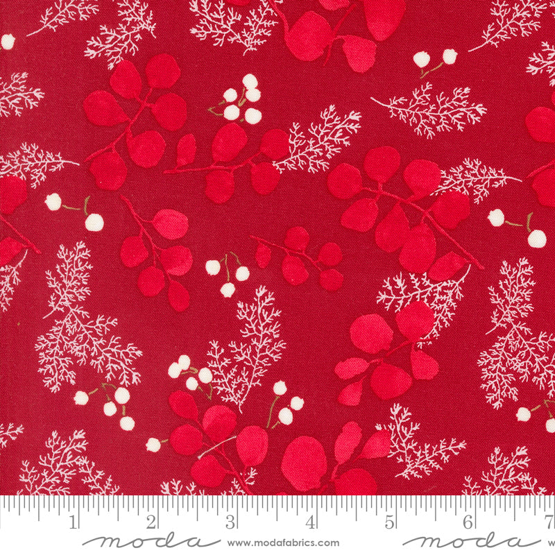 Winterly Greenery & Berries Crimson – Moda – Fort Worth Fabric Studio