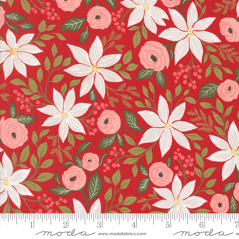 Berry & Pine Poinsettia Florals Cranberry