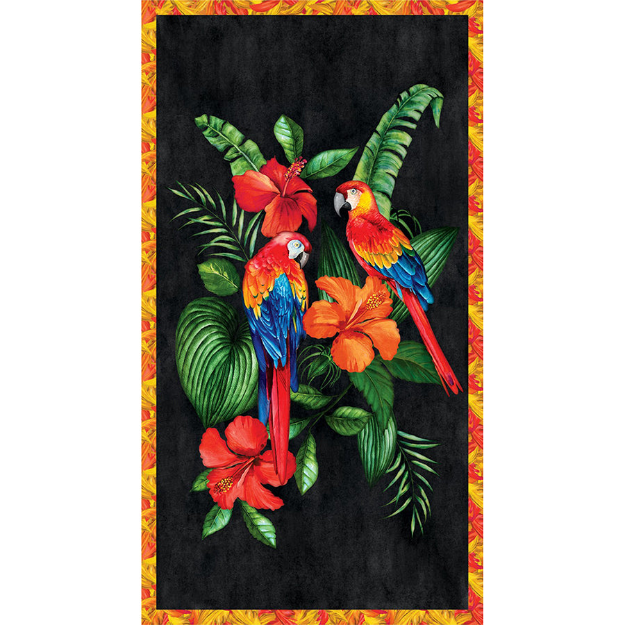 Tropical Paradise 23" Macaw Panel Black