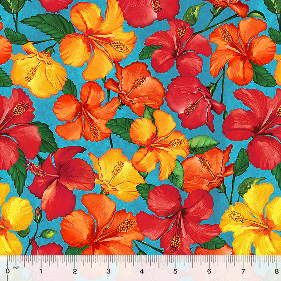 Tropical Paradise Hibiscus Cyan