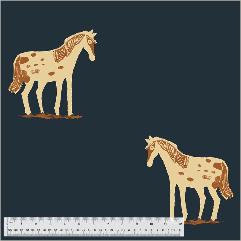 108" Wide Quilt Backing Wild Ponies Ink