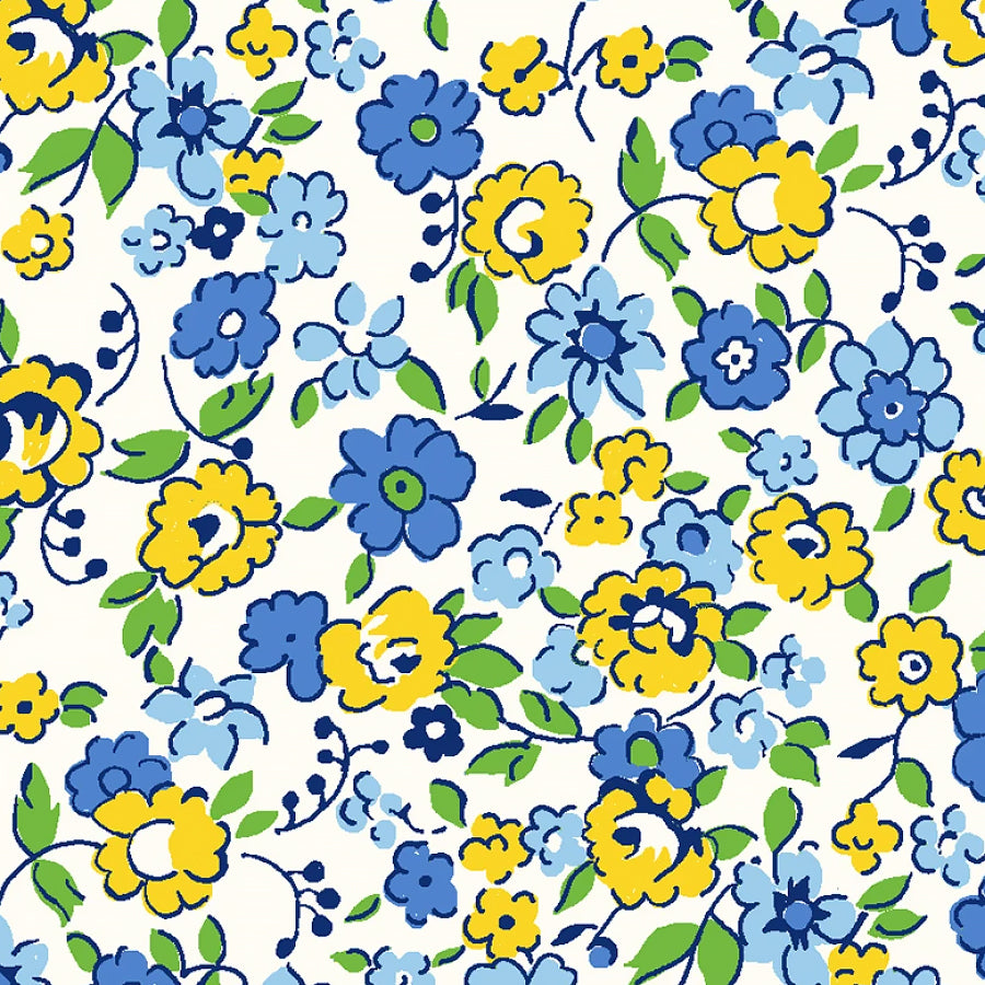 Merry Go Round Flowing Flowers Blue