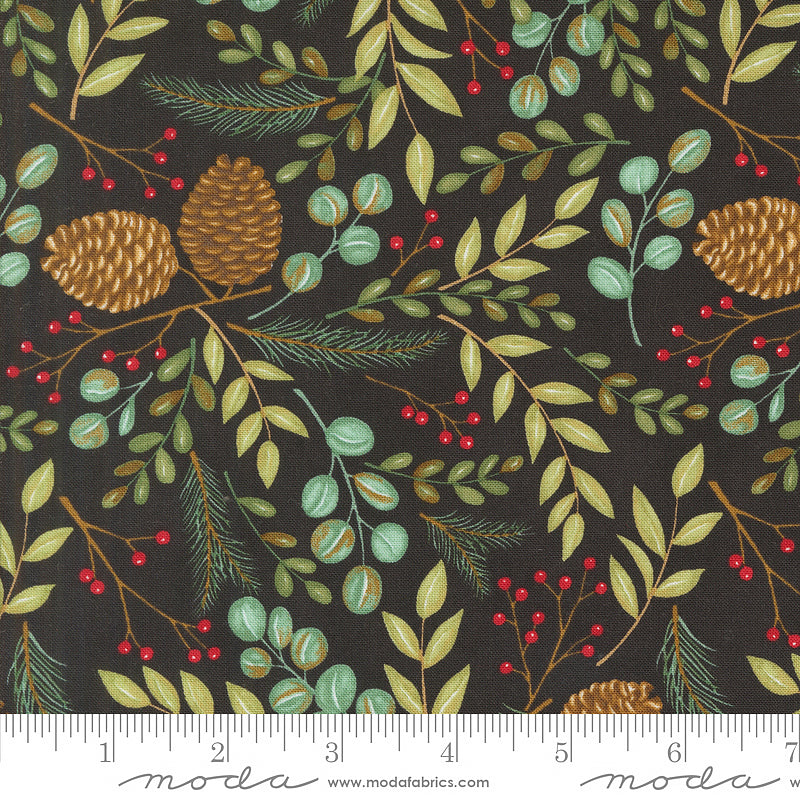 Winter Friends Woodland Greenery Charcoal Black