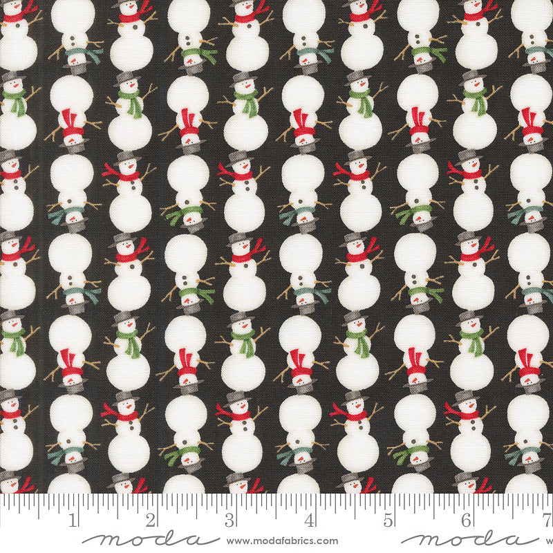 Winter Friends Snowman Stripe Charcoal Black