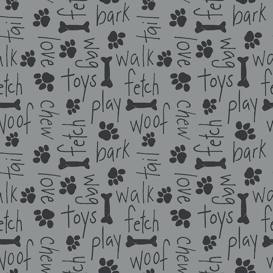 Paw-sitively Awesome Words & Bones Allover Gray