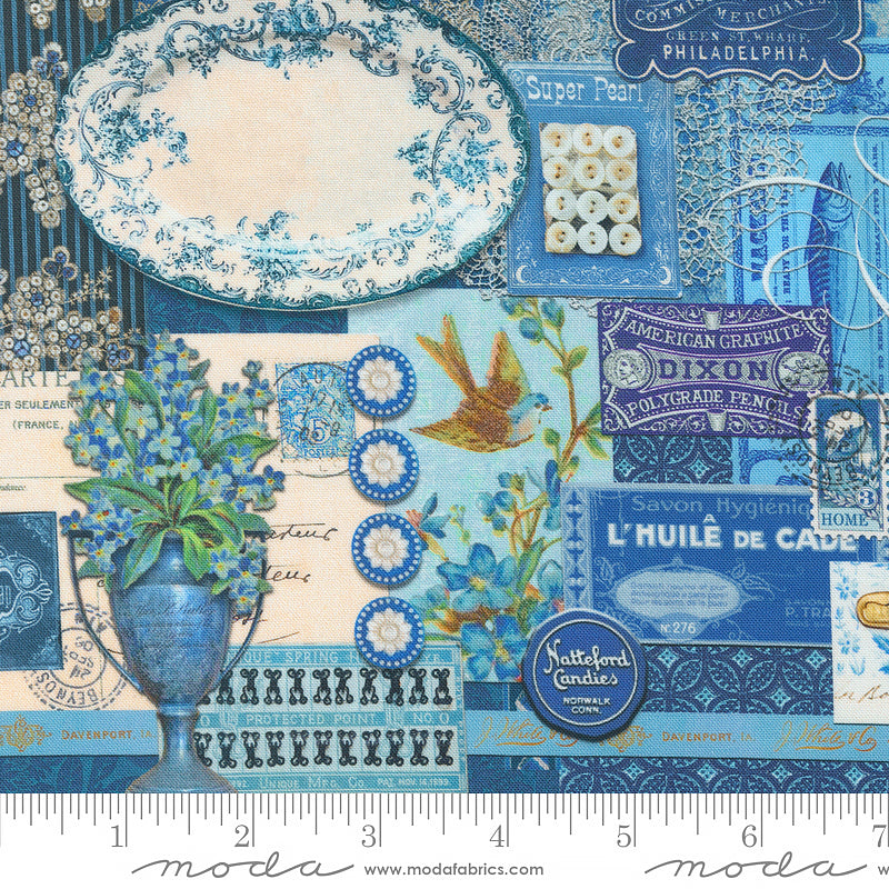 Curated In Color Collage Patchwork Blue