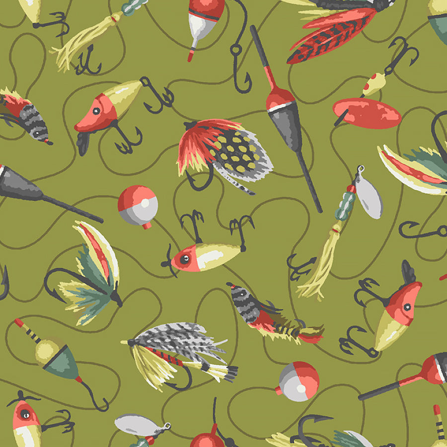 Studio E River Rhythms Flies & Lures Grass 1 Yard Cut