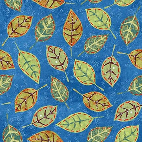 Bug Bliss Tossed Leaves Blue – Studio E – Fort Worth Fabric Studio