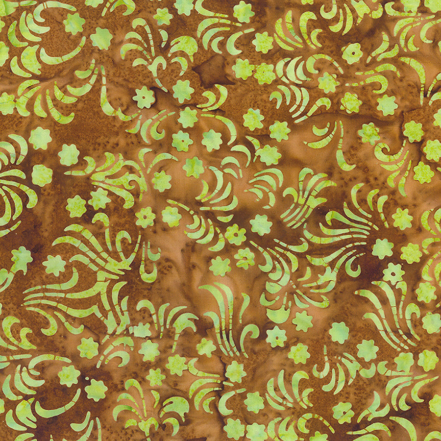 Cinnamon Tree Batiks Sweet Floral Swirls Ginger