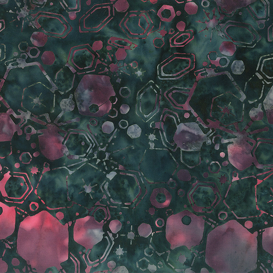 Quilting Is My Voice Batiks Hexy Bursts Dark Green