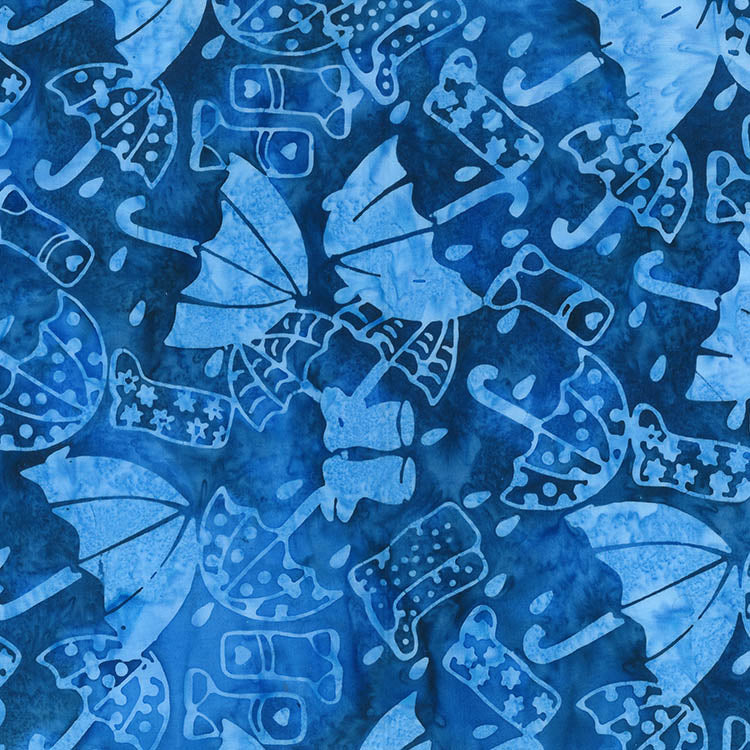 Secret Garden Batiks It's Raining Denim