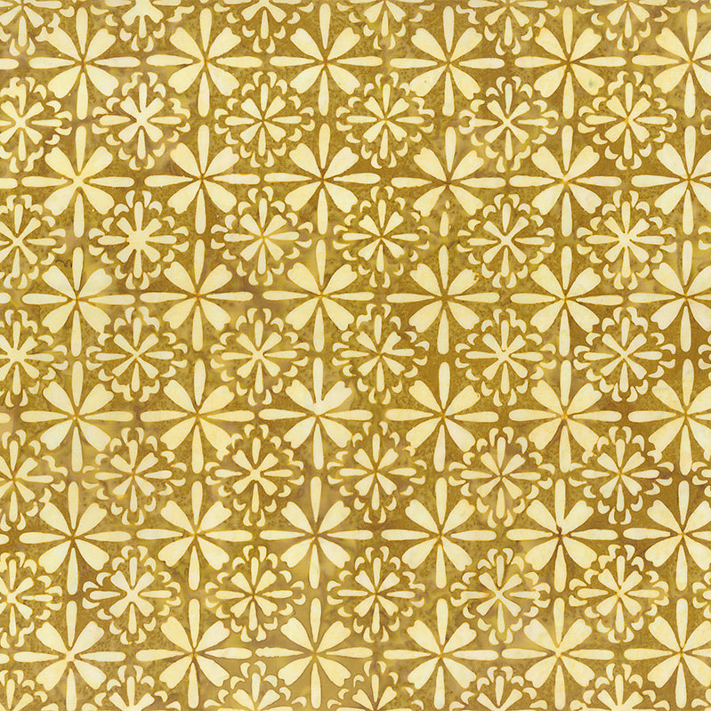 Tile Fusion Batiks Tile Floral Ochre