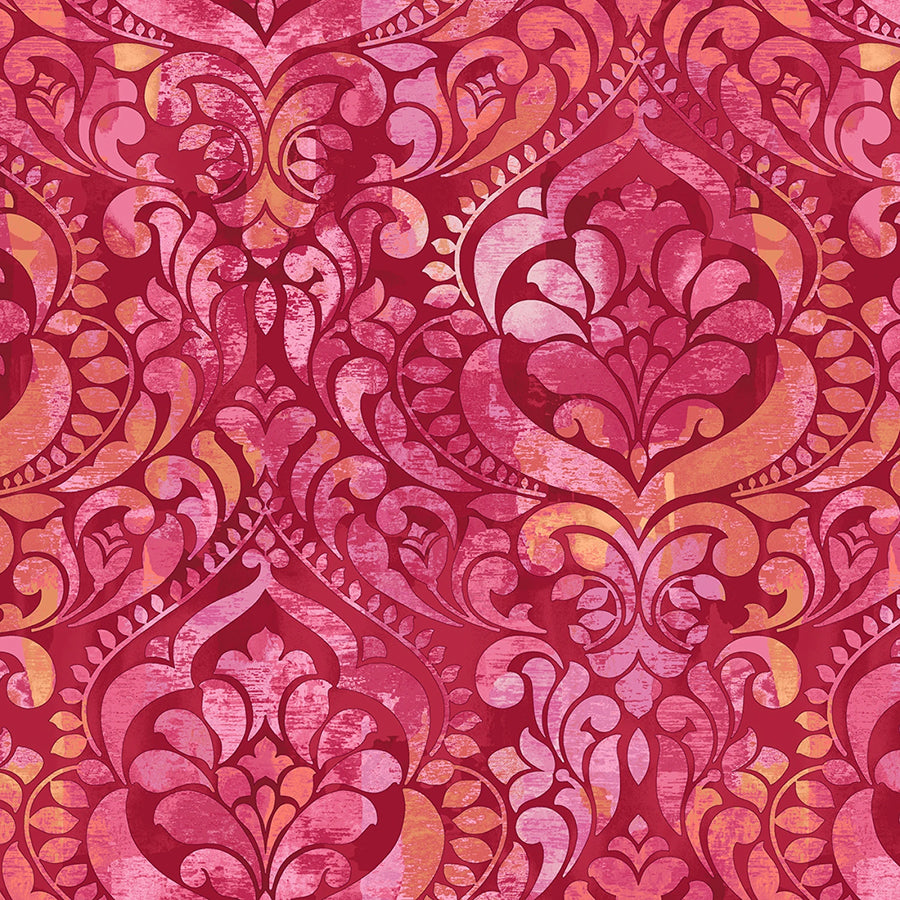 118" Wide Quilt Backing Your Damask! Ruby