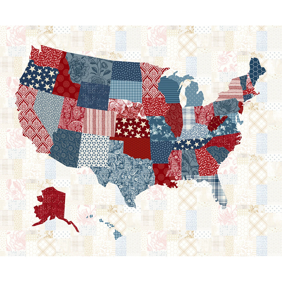 Pieces of America 36" USA Map Panel Patriotic