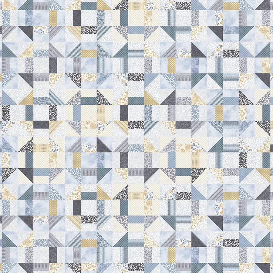 Farmhouse Fixer Upper Churndash Cheater Quilt Steel Blue