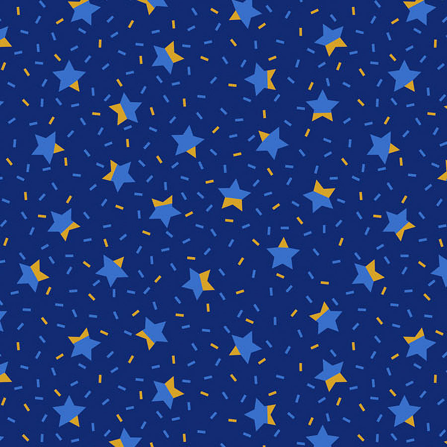 Party Time Stars Navy Metallic – Figo Fabrics – Fort Worth Fabric Studio