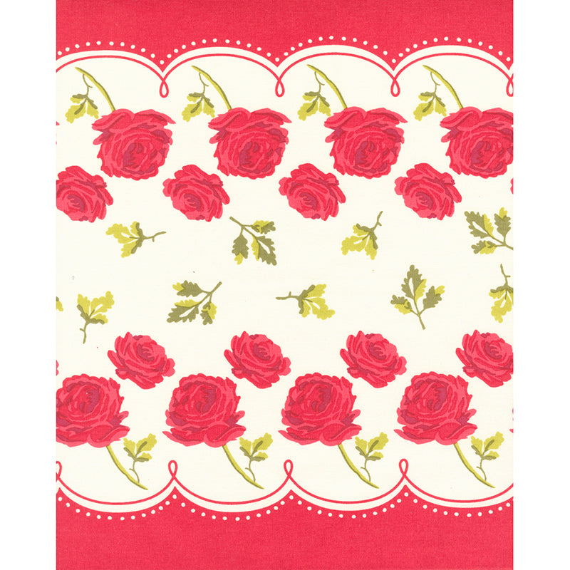16" Classic Retro Toweling Vintage Roses Roses Are Red – Remnant 26" × 44"