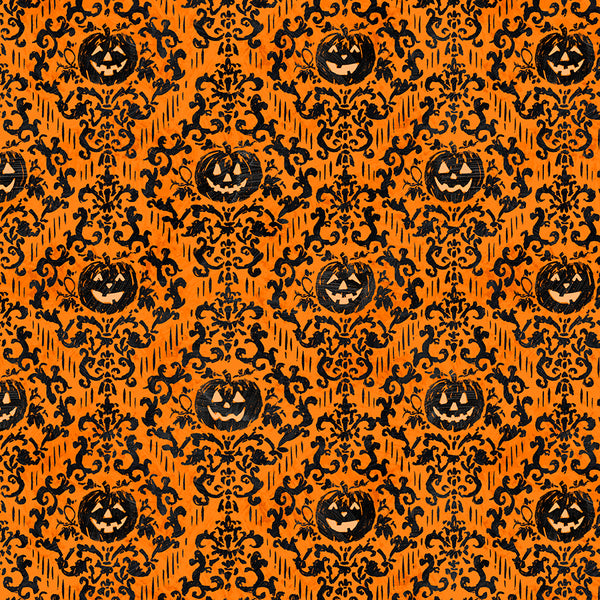 Midnight Hauntings Pumpkin Damask Orange – Wilmington Prints