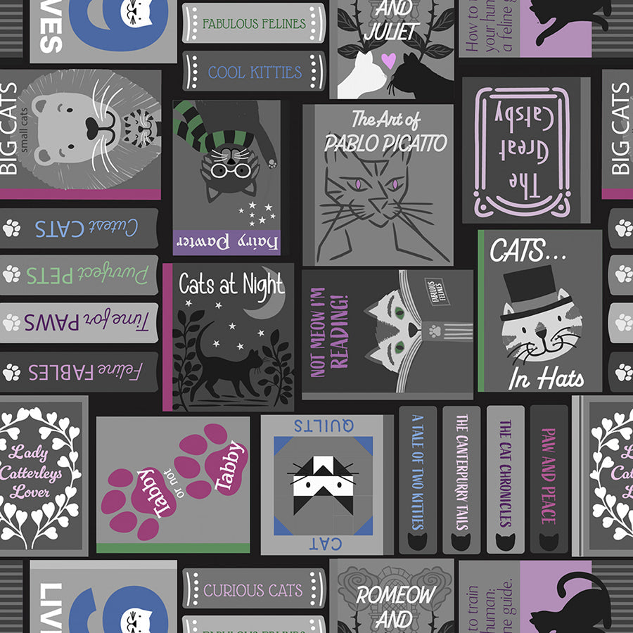 The Purrfect Book Club Book Covers Grey