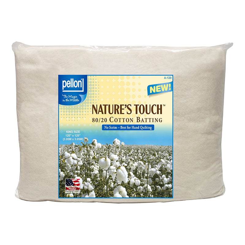 Nature's Touch 80/20 Cotton/Polyester Batting KING Size 120 X 120 by Pellon