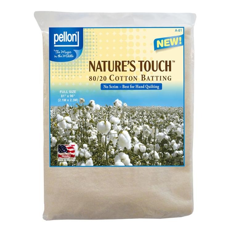 Nature's Touch 80/20 Cotton/Polyester Batting FULL Size 81 X 96 by Pellon