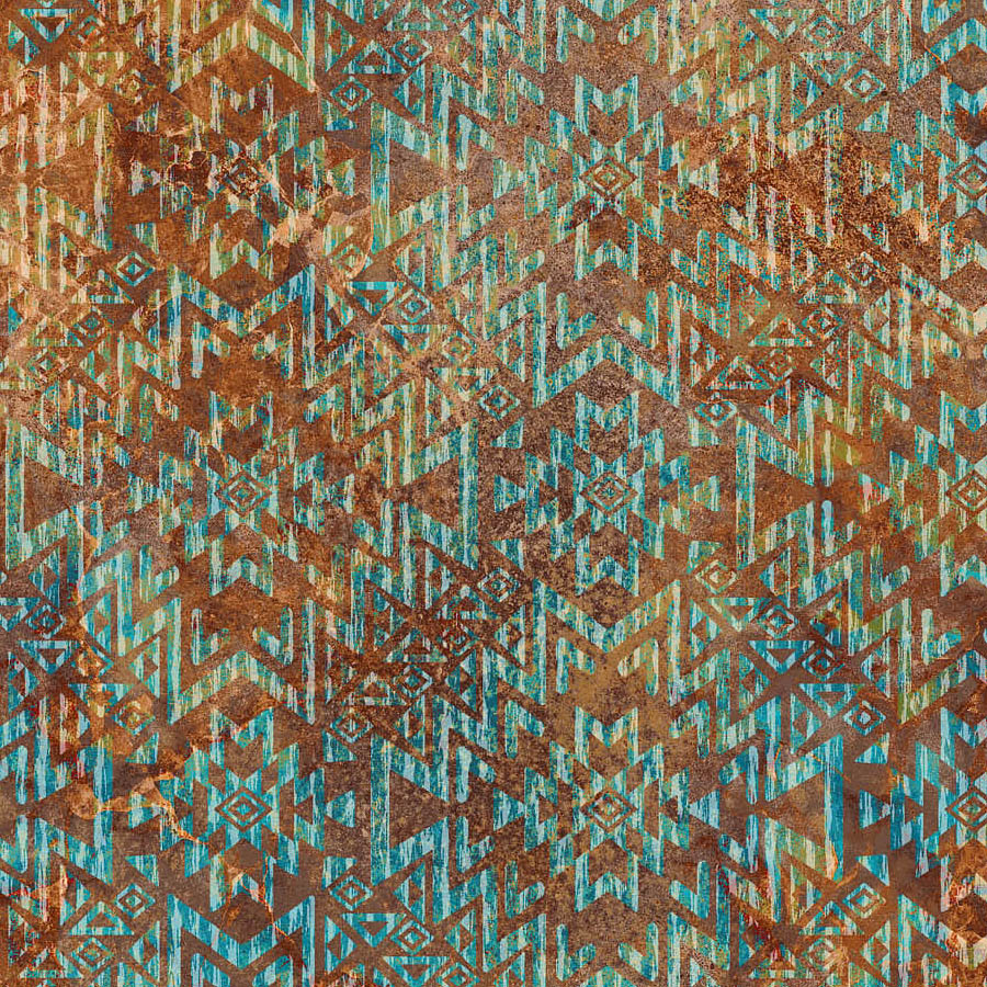 108" Wide Quilt Backing Stonehenge Sedona Spirit Rust/Teal