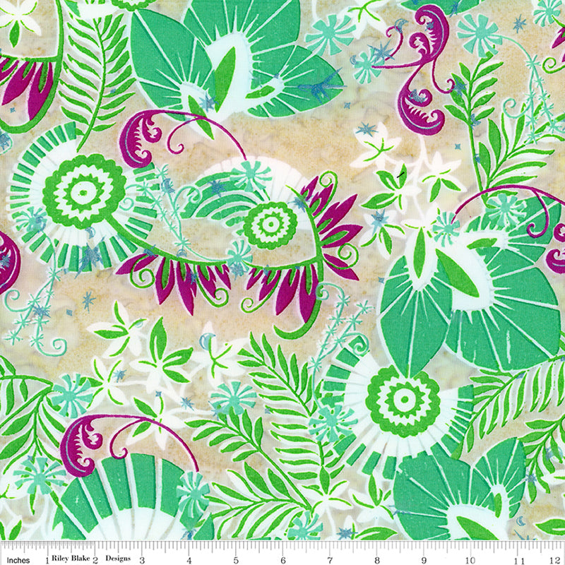 Riley Blake Expressions Batiks Bedazzled! Flora Spearmint Sprinkles 1 Yard Cut