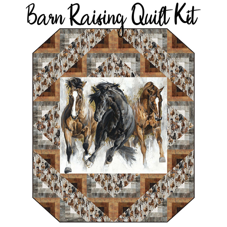 Barn Raising Quilt Kit with Stallion from Northcott