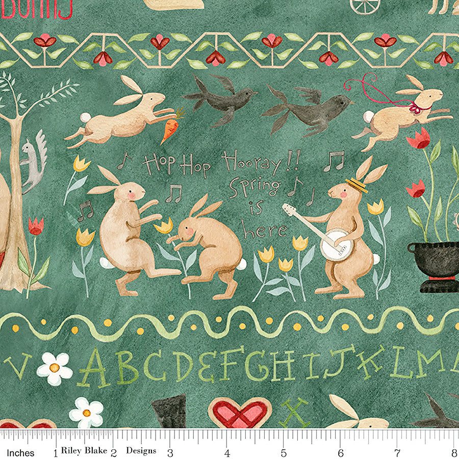 Hop Hop Hooray Bunny Border Stripe Teal