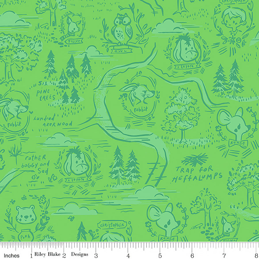 100 Aker Woods Map Green – Riley Blake – Fort Worth Fabric Studio