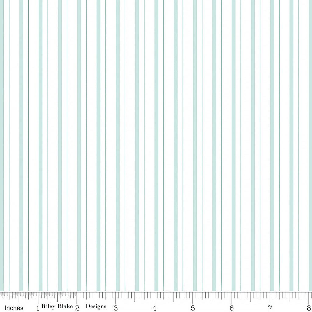 Riley Blake Take Heart Stripe Aqua 1 Yard Cut