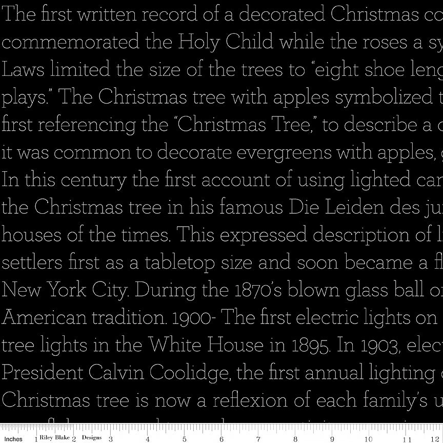 Classic Christmas Tree History Text Black