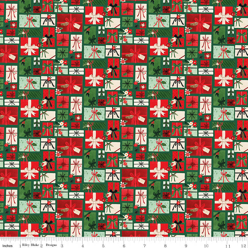 Charming Christmas Pretty Presents Green