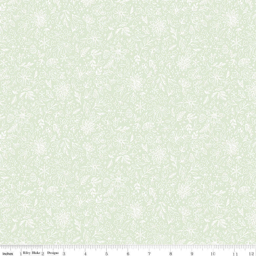 Charming Christmas Floral Outline Mint