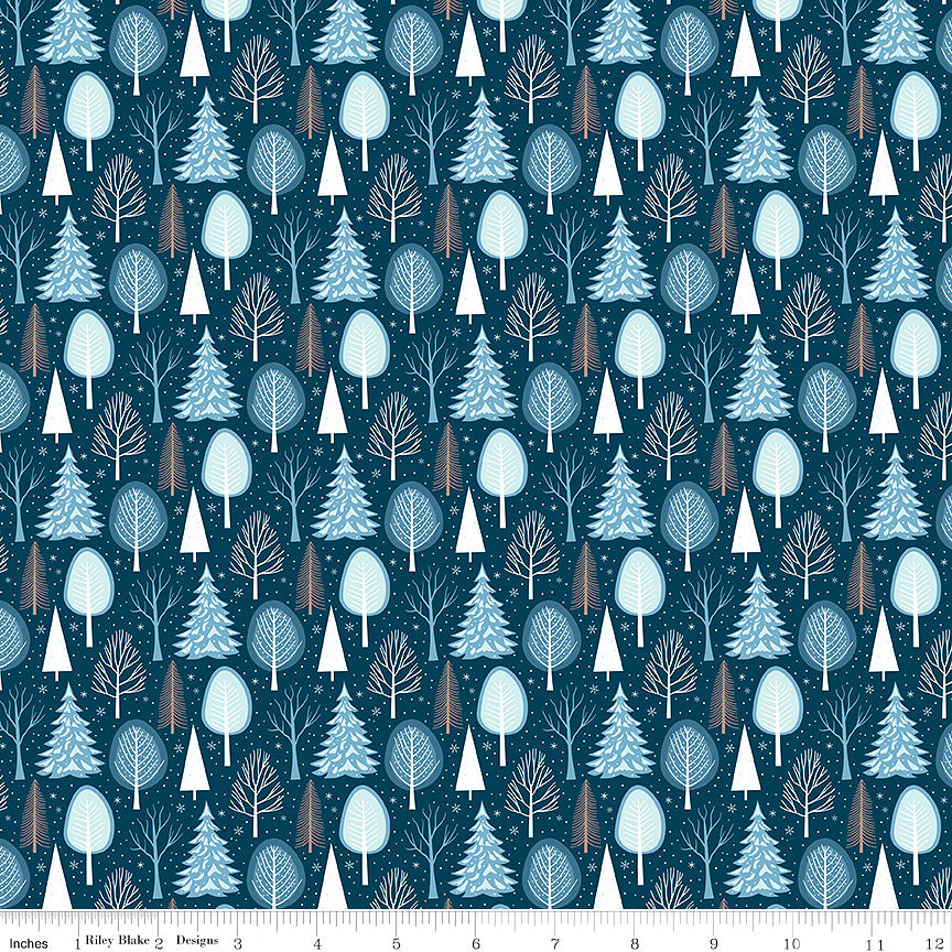 Winter Magic Trees Navy