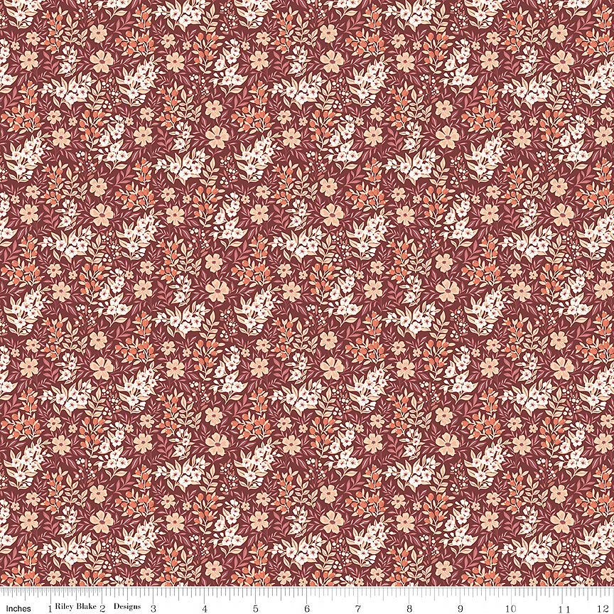 Evening on the Prairie Ditsy Floral Marsala