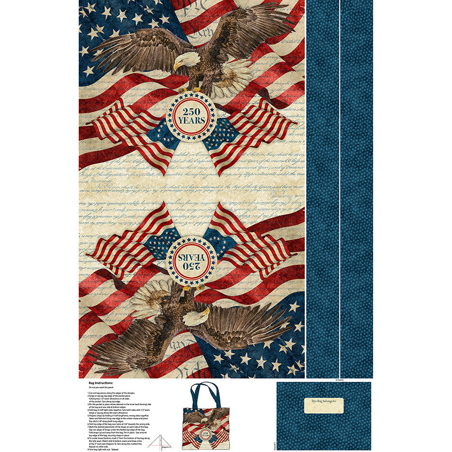 Stonehenge America 250 28" Canvas Tote Bag Panel Multi