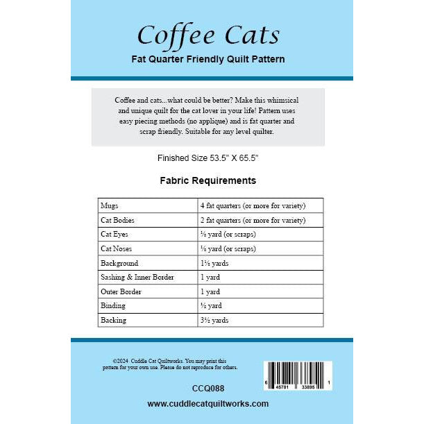 Coffee Cats Quilt Pattern by Cuddle Cat Quiltworks
