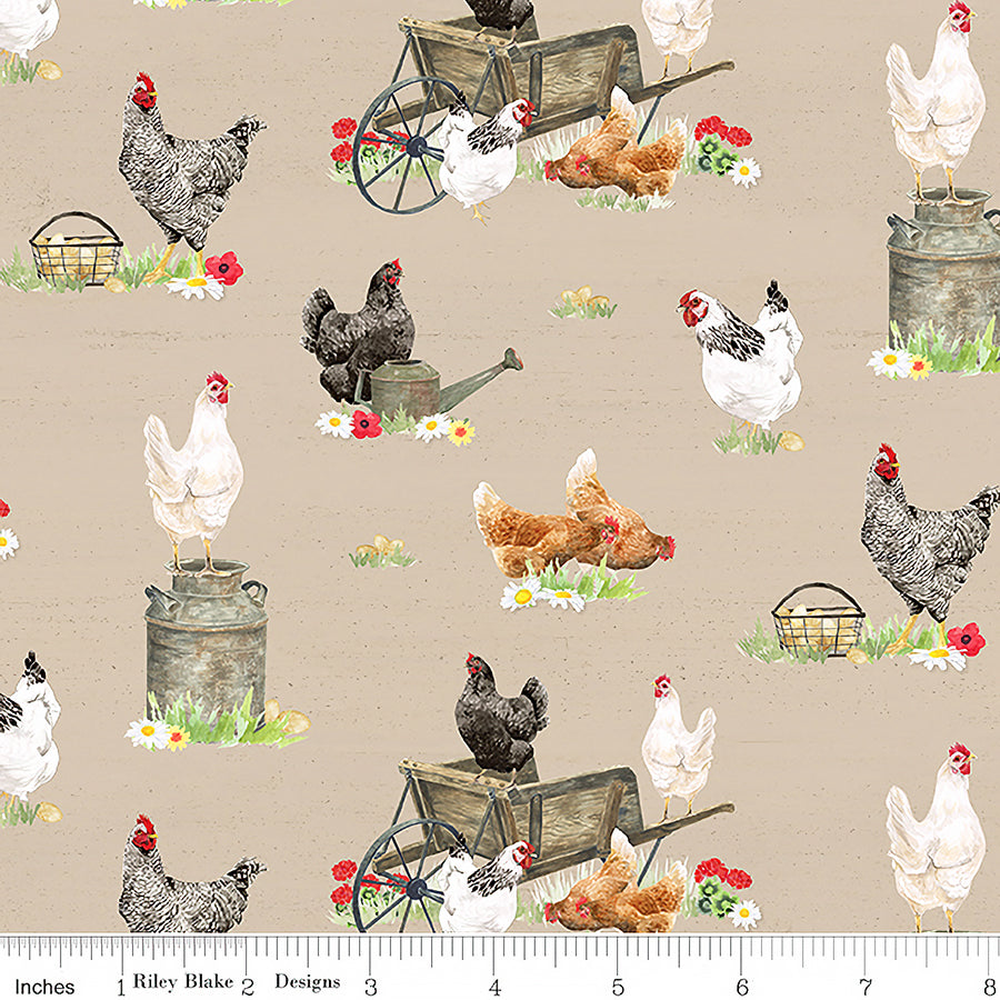 Spring Barn Quilts Chickens Tan