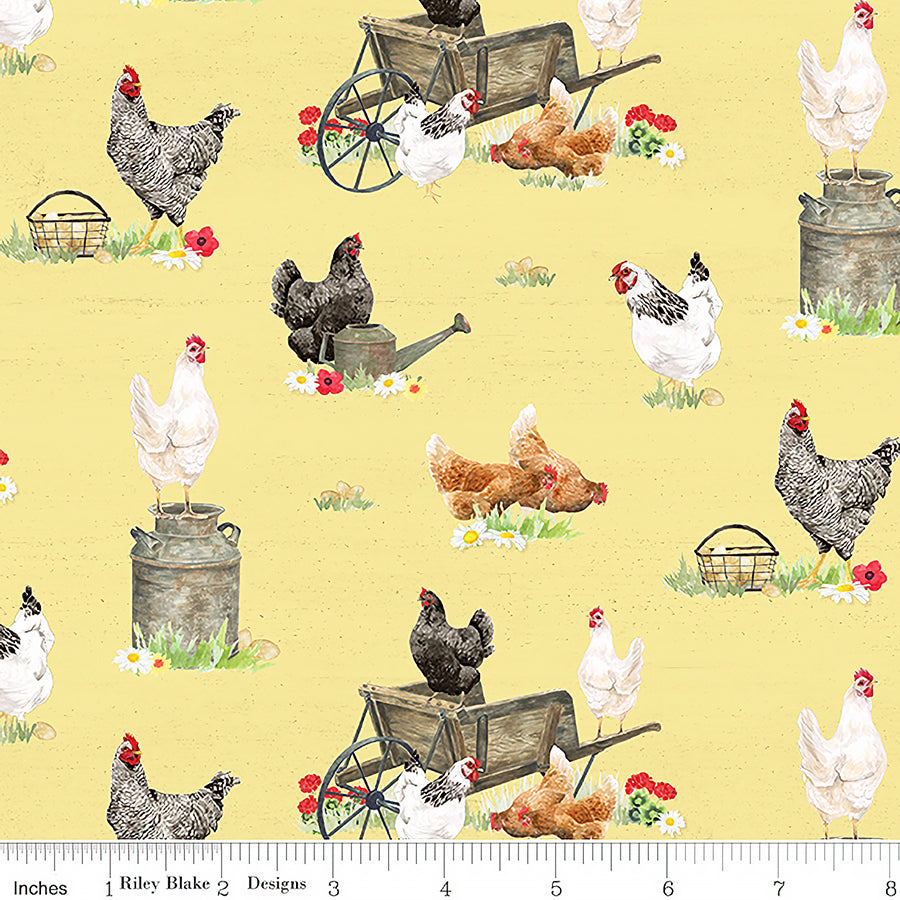 Spring Barn Quilts Chickens Yellow