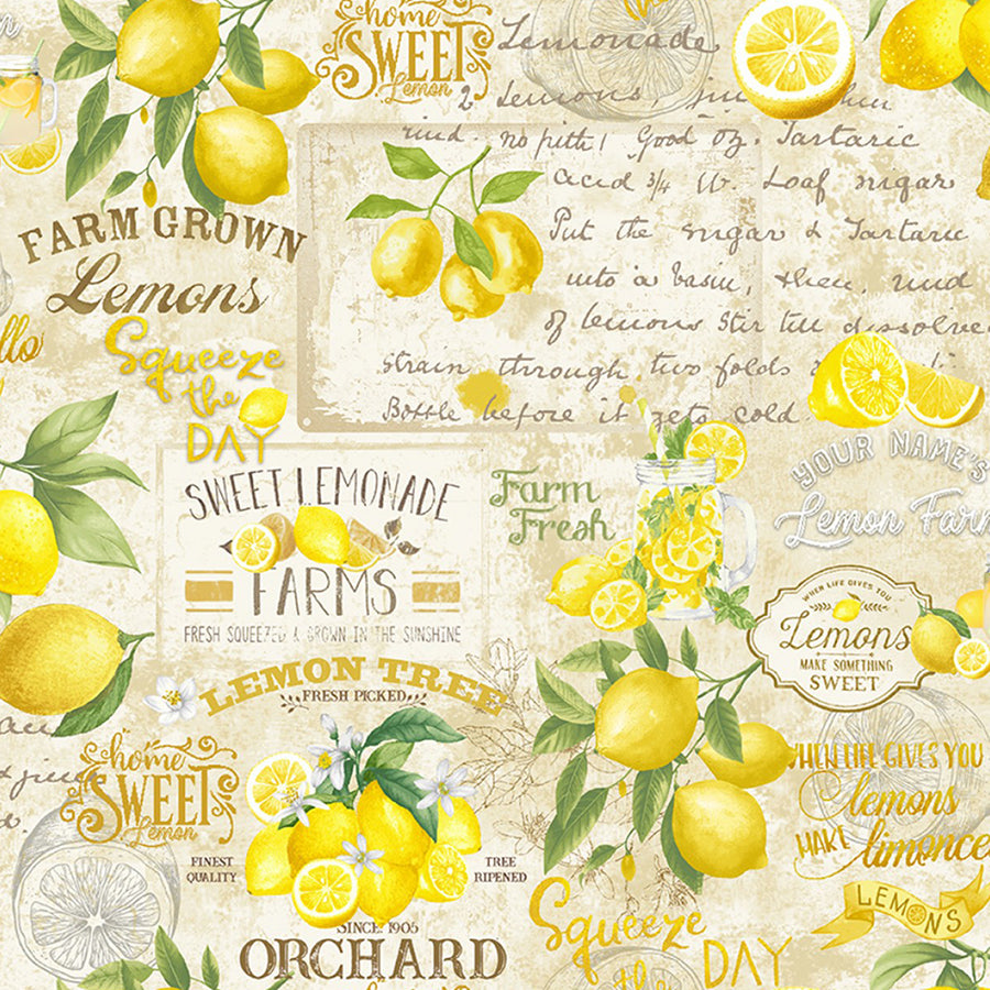 Lemon Bouquet Lemon Farm Collage Beige