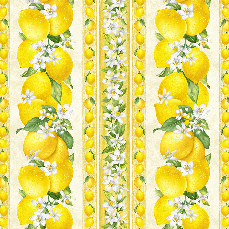 Lemon Bouquet Border Stripe Lemon – Timeless Treasures – Fort Worth ...
