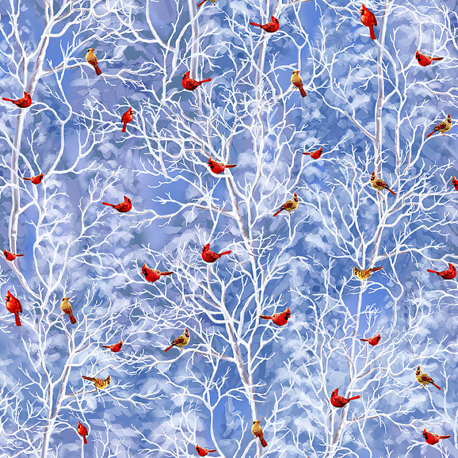 Christmas Eve Cardinals on Trees Winter