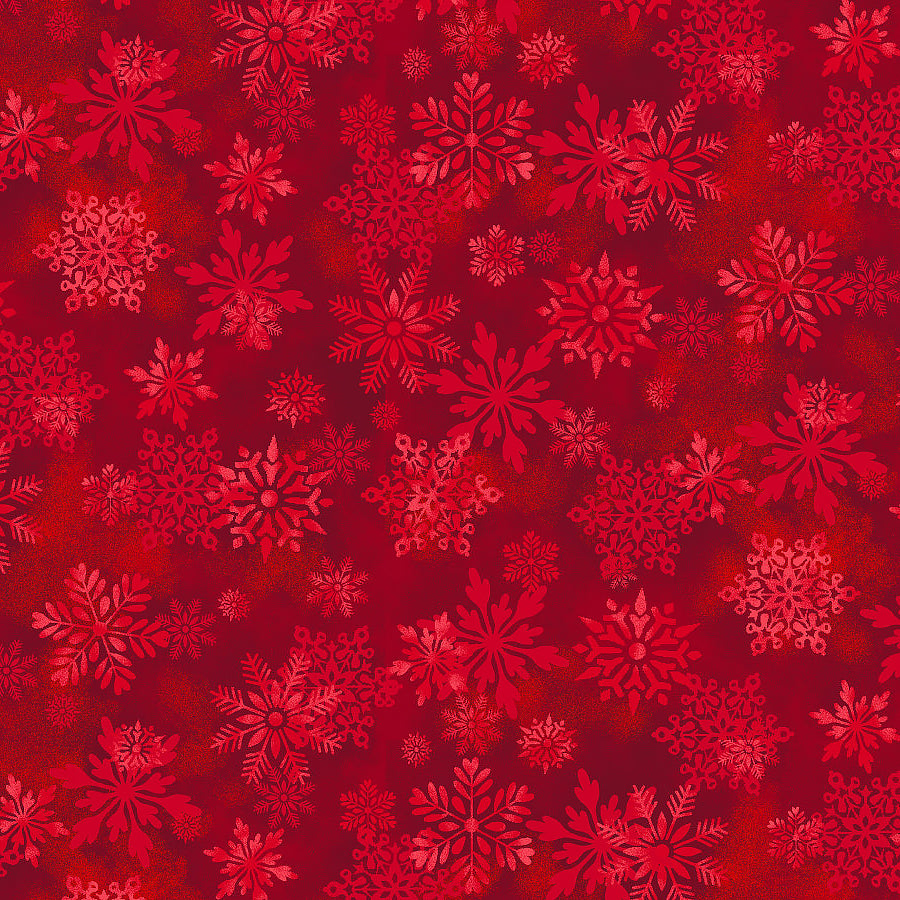 Rustic Holiday Tonal Snowflakes Red