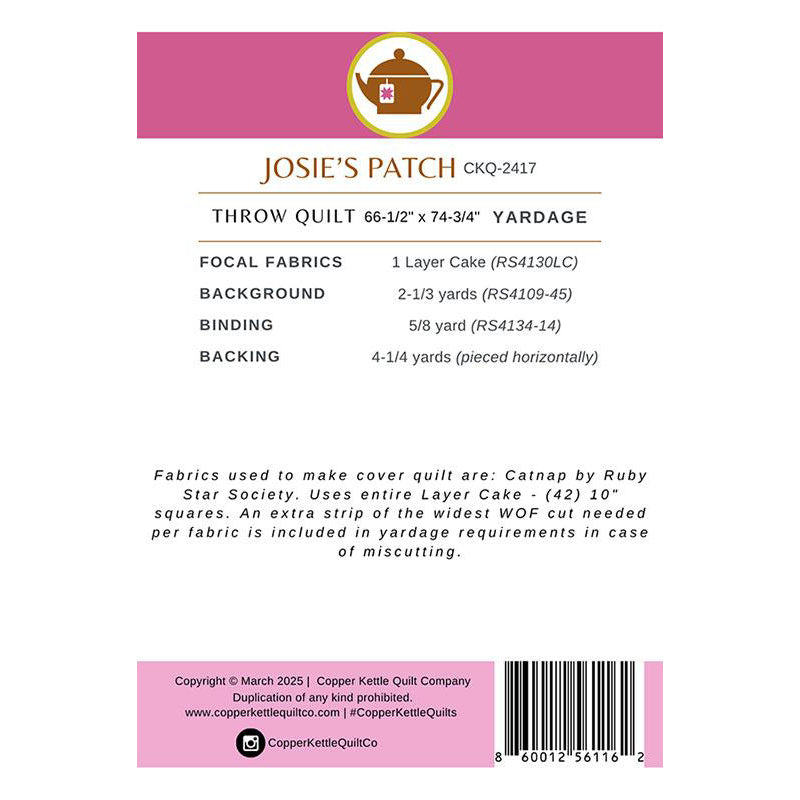 Josie's Patch Quilt Pattern by Copper Kettle Quilts