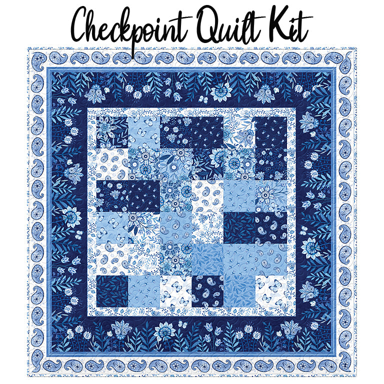 Checkpoint Quilt Kit with Blooming Blue from Wilmington