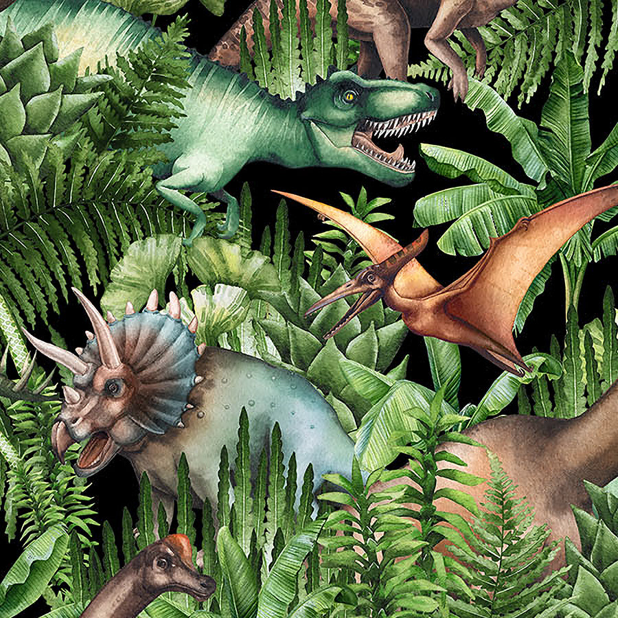 Paleo Tales Dino Jungle Black Multi