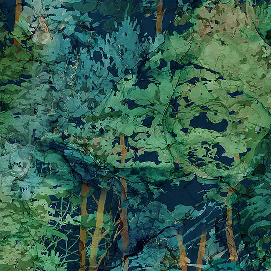 Cedarcrest Falls Dark Trees Dark Teal Multi